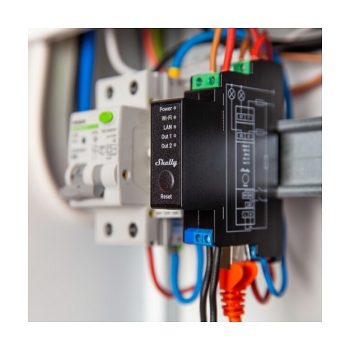 Preview: Shelly Relais Pro 2PM WLAN LAN Max. 25A 2 Kan�le 1 Phase BT Messfunktion DIN-Rail