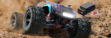 Preview: Amewi Hyper GO Monstertruck brushless 4WD 1:16 RTR blau/wei�