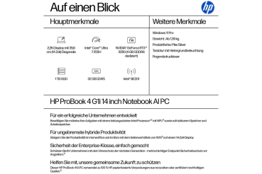 Preview: HP ProBook 4 G1i 14 U7-255H 32/1TB RTX3050 W11P