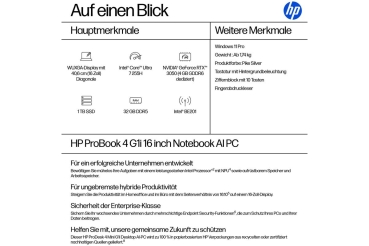 Preview: HP ProBook 4 G1i 16 U7-255H 32/1TB RTX3050 W11P