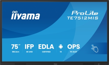 IIYAMA 189.3cm(75) TE7512MIS-B4AG 16:9 M-Touch HDMI+DP+USBC (Speditionsversand)