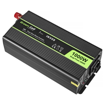Preview: Green Cell KFZ Spannungswandler Power Inverter 12V > 230V 1000/2000W Black