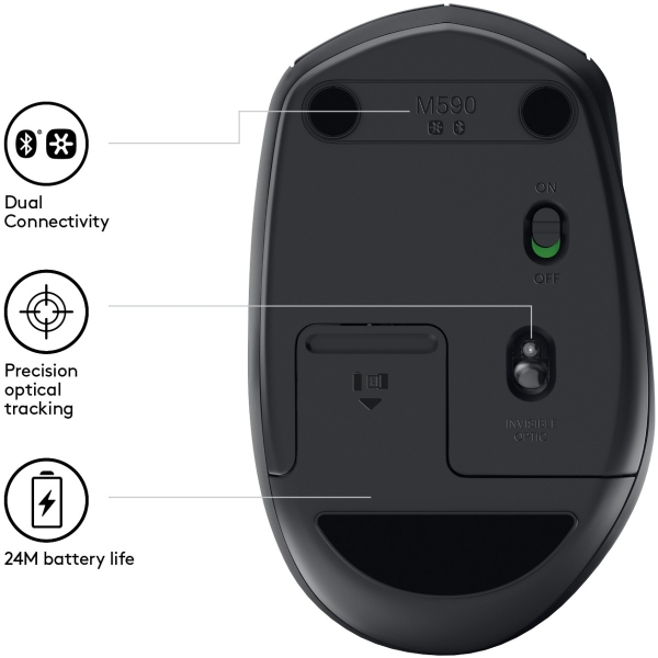 Logitech M590 Silent Bluetooth Optisch Graphit