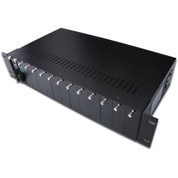 DIGITUS Medienkonverter Chassis 2HE 14-Slots schwarz