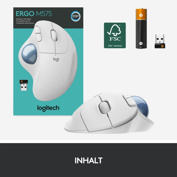 Logitech M575 ERGO Wireless Trackball white