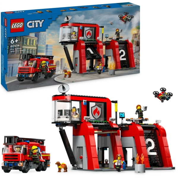 LEGO City Feuerwehrstation mit Drehleiterfahrzeug 60414