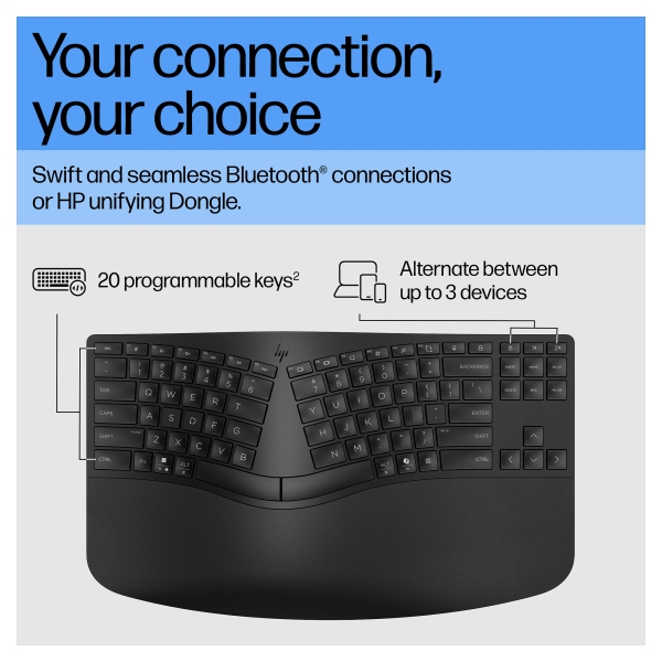 HP 965 BLK Ergonomic Wireless Keyboard