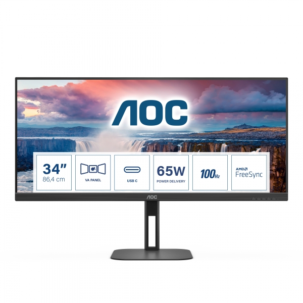 AOC 86,0cm (34)  U34V5C/BK  21:09 HDMI+DP+USB-C VA black retail